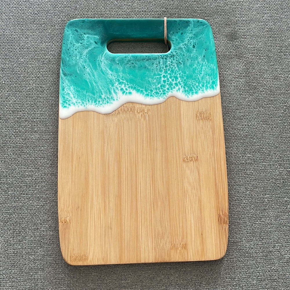 Custom Handmade Resin Coastal Ocean Serving Board
